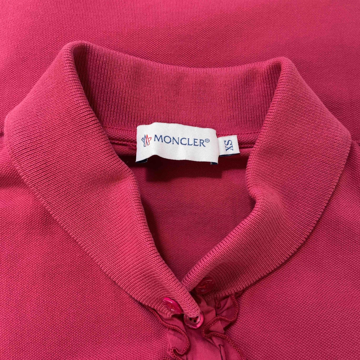 MONCLER モンクレール レディース ポロシャツ 半袖ポロシャツ ワインレッド フリル ボタンダウン