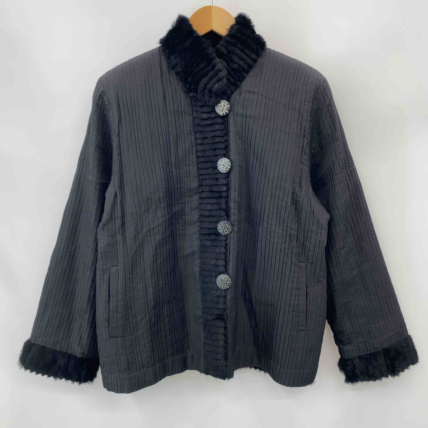 KASUGA  レディース 毛皮/ファーコート リバーシブル ラビットファー ブラック