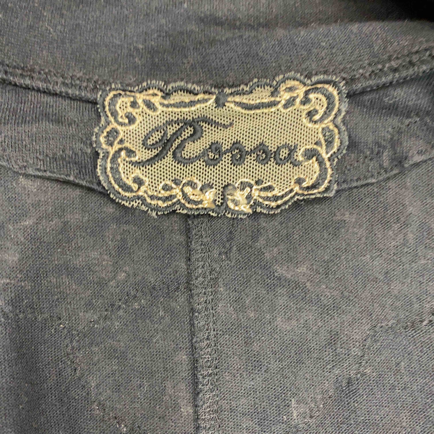 Rossa ロッサ レディース  花柄刺繍 ブラック カーディガン ロングカーディガン