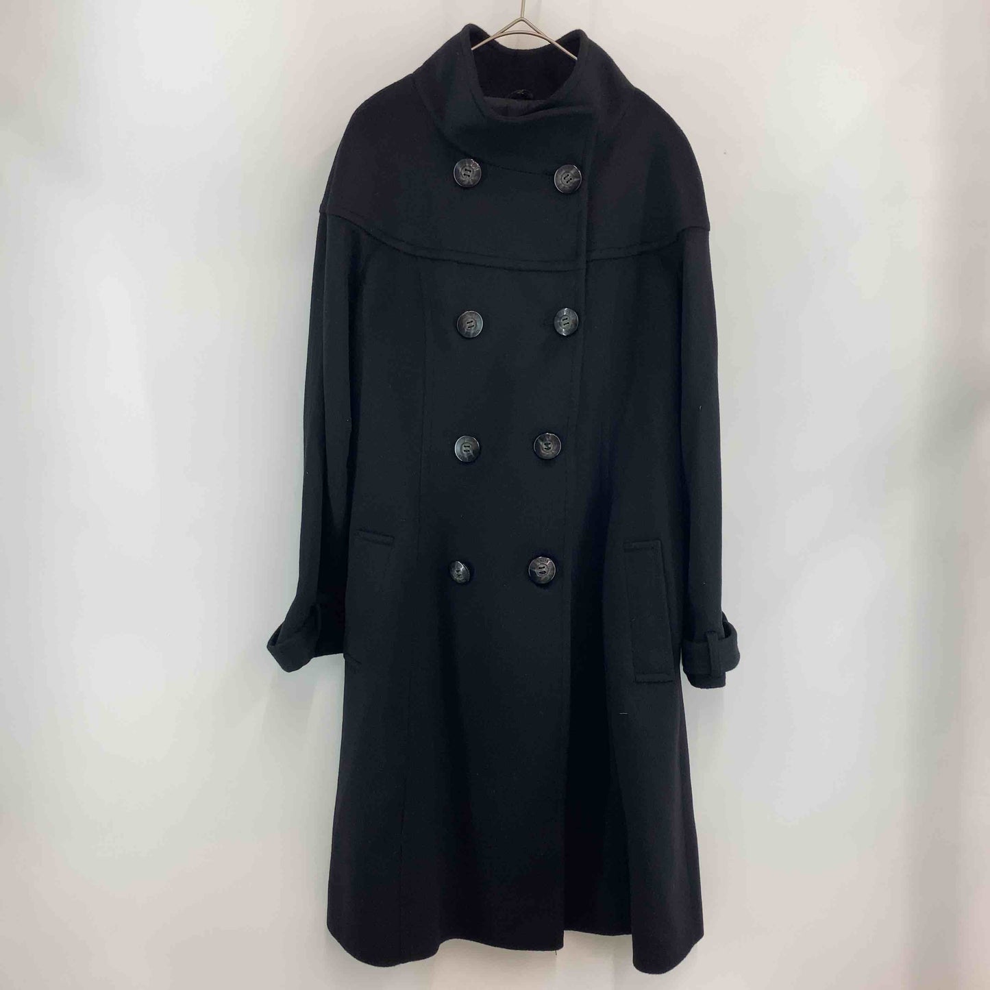 BALMAIN バルマン レディース ステンカラーコート ブラック カシミヤ100%