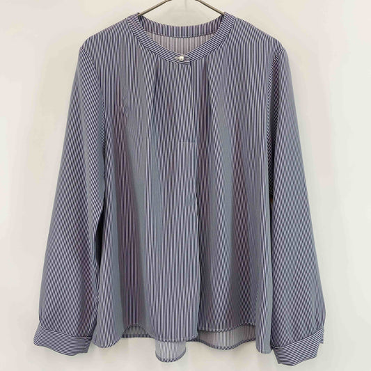 A DAY IN THE LIFE アデイインザライフ レディース ブラウス ストライプ パールボタン