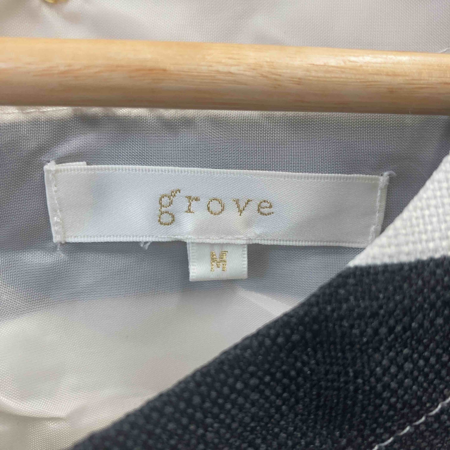 grove グローブ レディース 半袖シャツ/ブラウス 白黒 ボーダー柄 tk