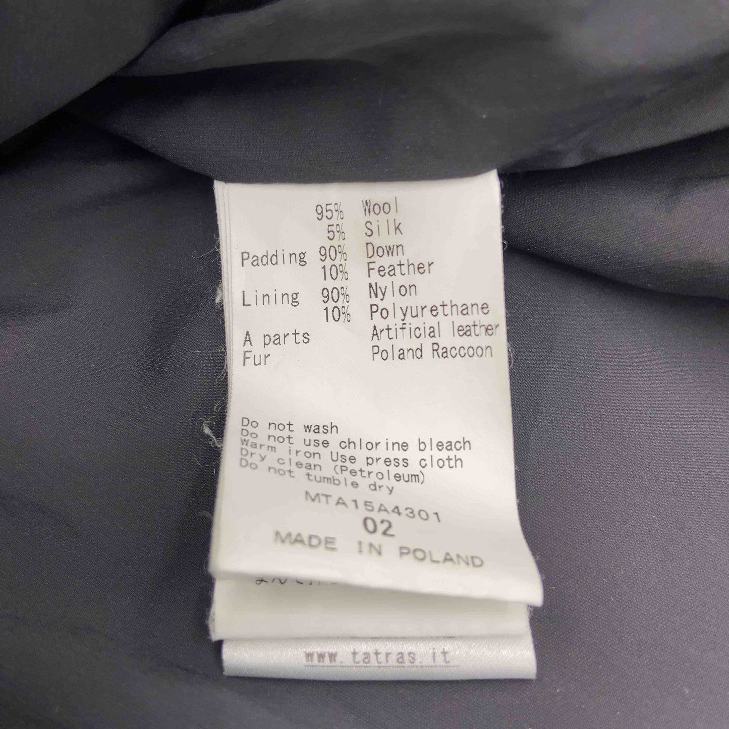 TATRAS タトラス メンズ 中綿・ダウンジャケット　ウール・シルク混　ダウン・フェザー混　グレー