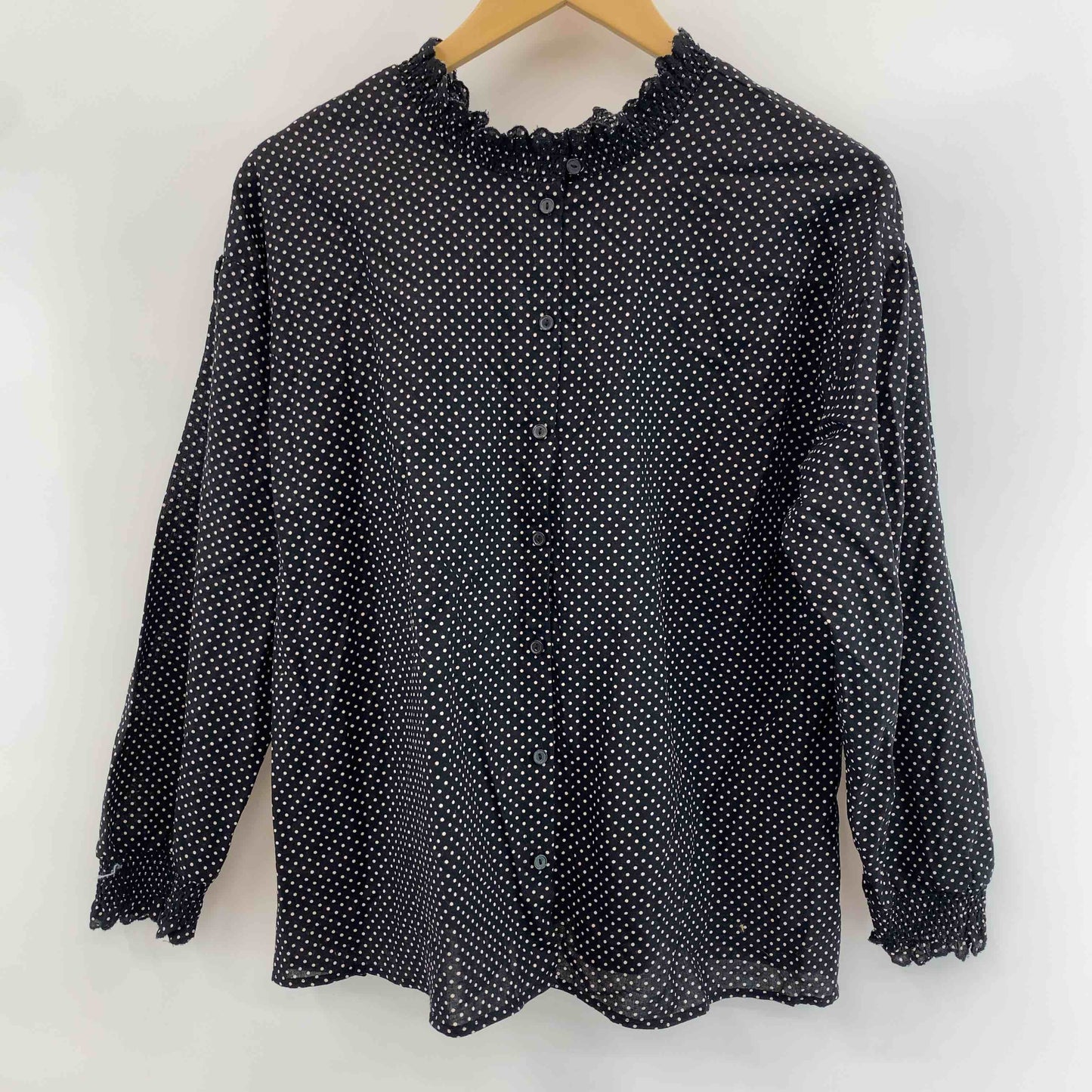 Samansa Mos2(SM2) サマンサモスモス ブラック 水玉 ドット柄  レディース 長袖シャツ/ブラウス
