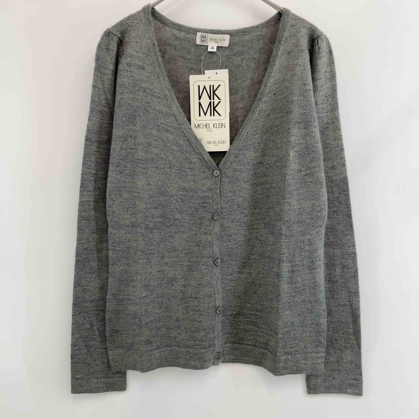 MICHEL KLEIN ミッシェルクラン　グレー　ボタン　Vネック　 レディース カーディガン