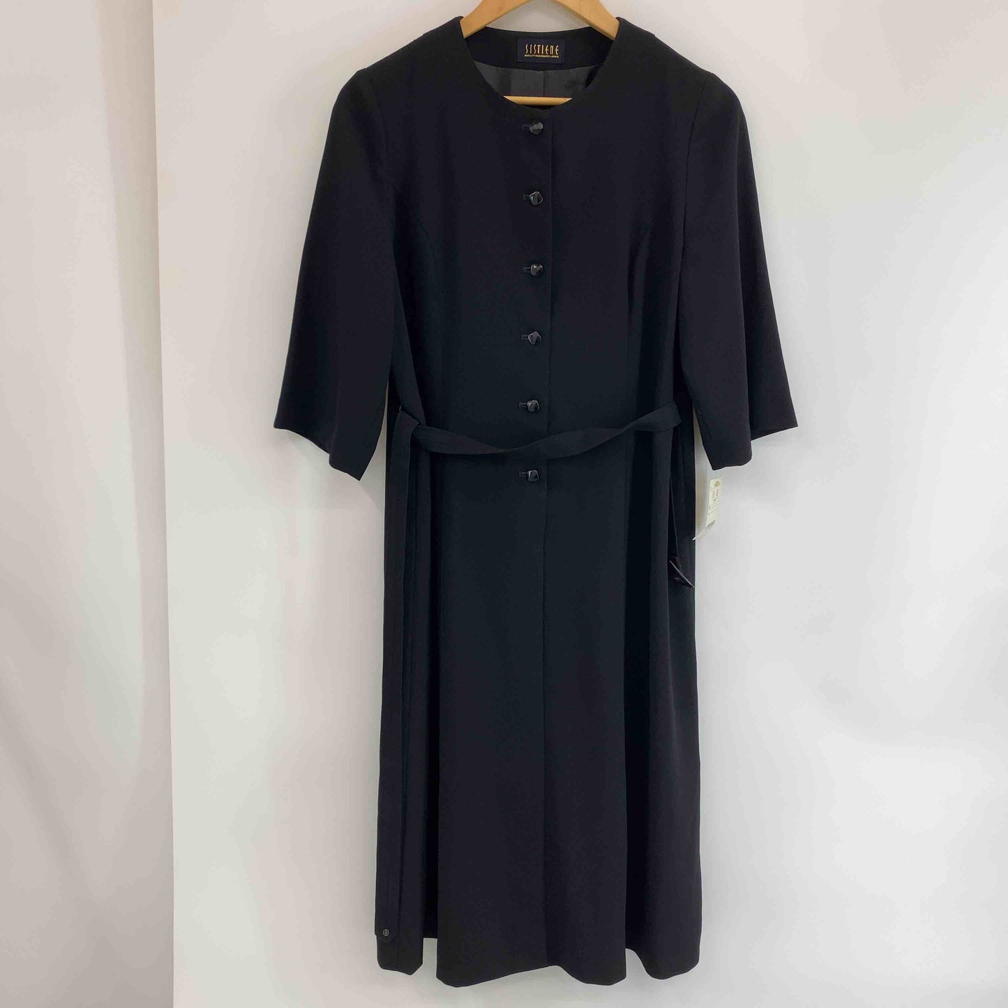 SISTIENE ブラックフォーマル　裏地付き　大きいサイズ　サイズ15/LL  日本製　法事　墓参り　ミセス　婦人　 レディース 半袖ワンピース