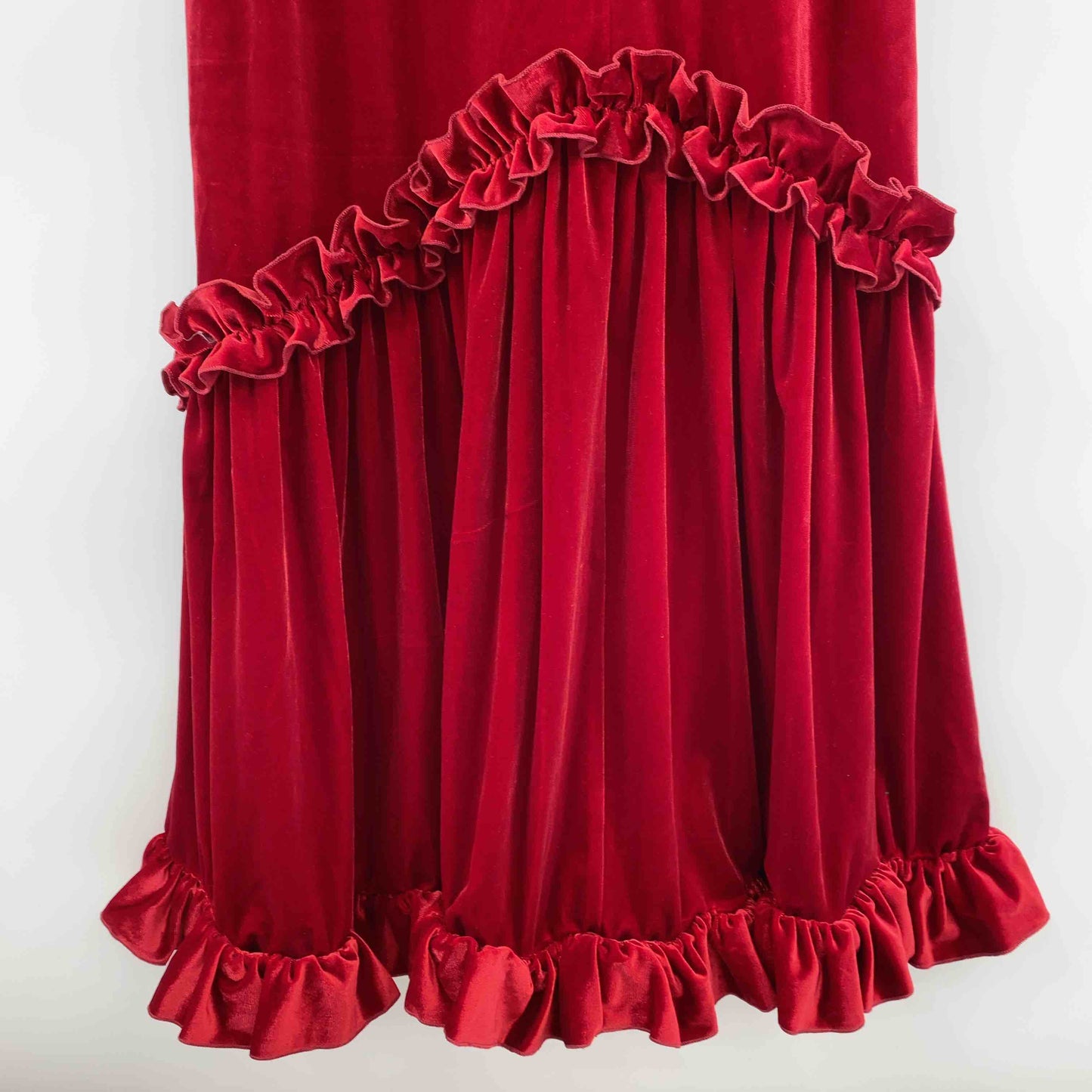 Aloha Emika アロハエミカ レディース ワンピース ベロア 赤 フリル フラダンス ハワイアン ドレス