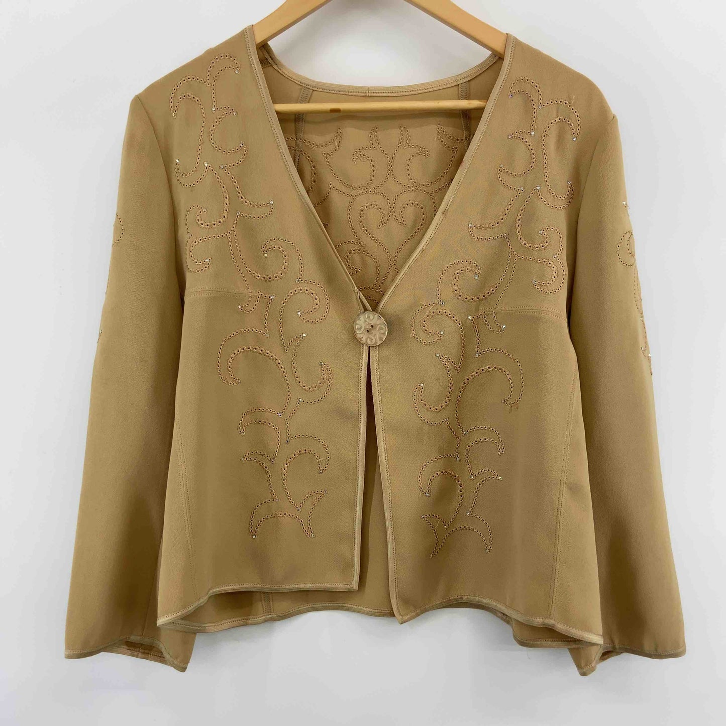 伊太利屋 イタリヤ レディース ノーカラージャケット ベージュ