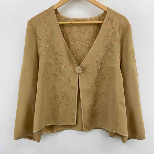 伊太利屋 イタリヤ レディース ノーカラージャケット ベージュ