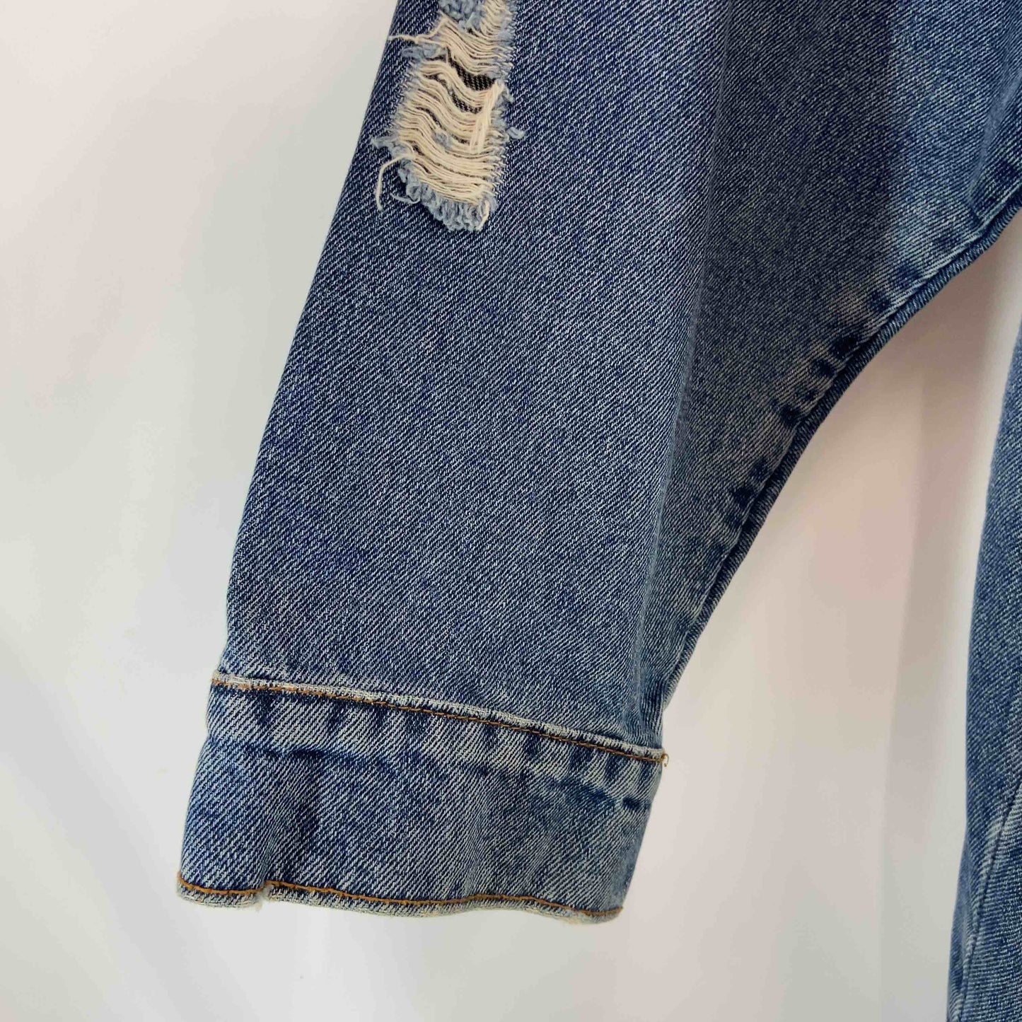 Bershka ベルシュカ メンズ Gジャン/デニムジャケット ダメージ加工 ブルーデニム