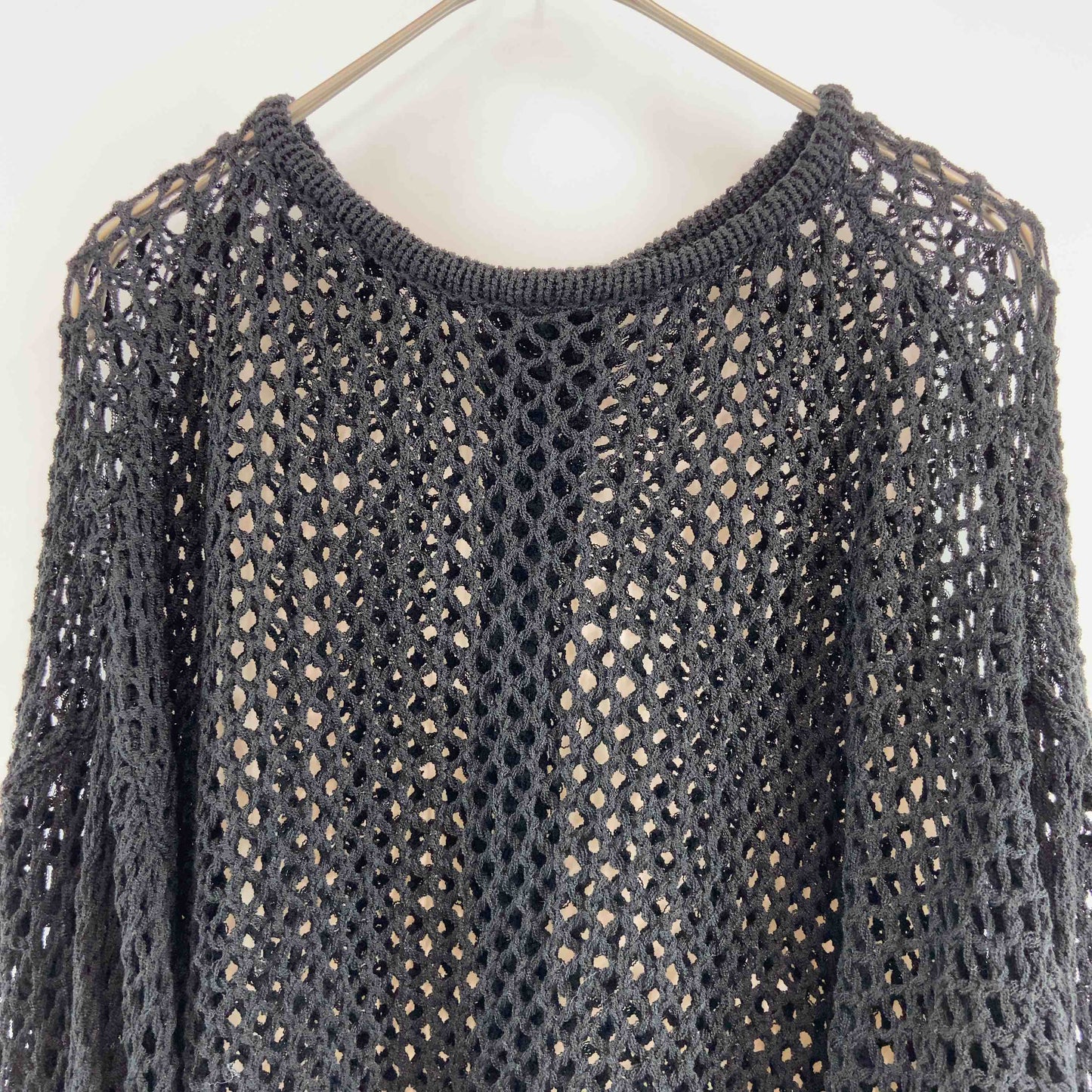 レディース カーディガン メッシュニット ブラック