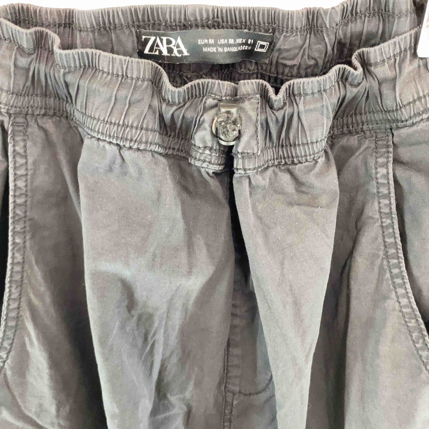 ZARA ザラ レディース ワークパンツカーゴパンツ ブラック ウエストゴム