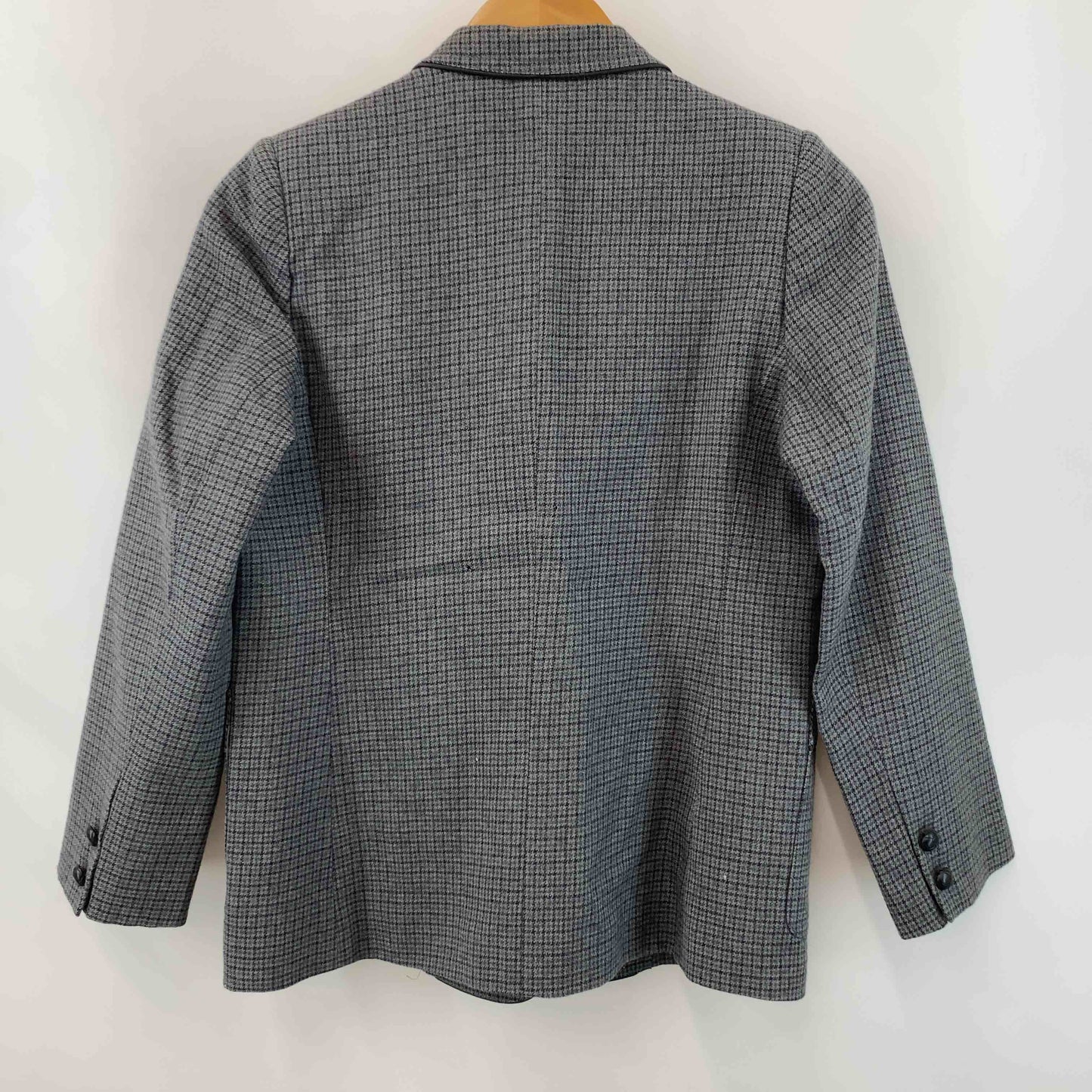 レディース テーラードジャケット チャコールグレー チェック柄 ウール 11号
