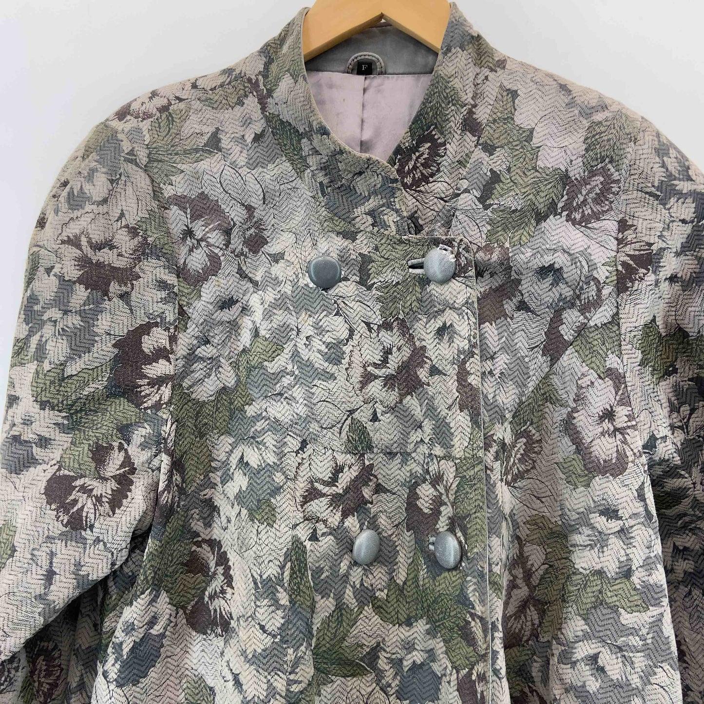 レディース レザージャケット 花柄 ロングコート ダブルボタン