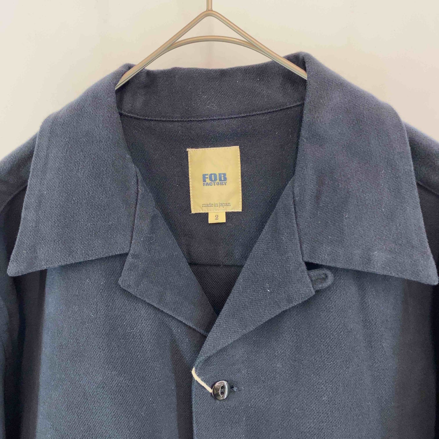 FOB FACTORY エフオービーファクトリー メンズ シャツジャケット ネイビー ネル オープンカラー