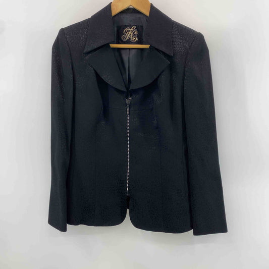 伊太利屋 イタリヤ レディース テーラードジャケット スカート セットアップ 総柄 黒