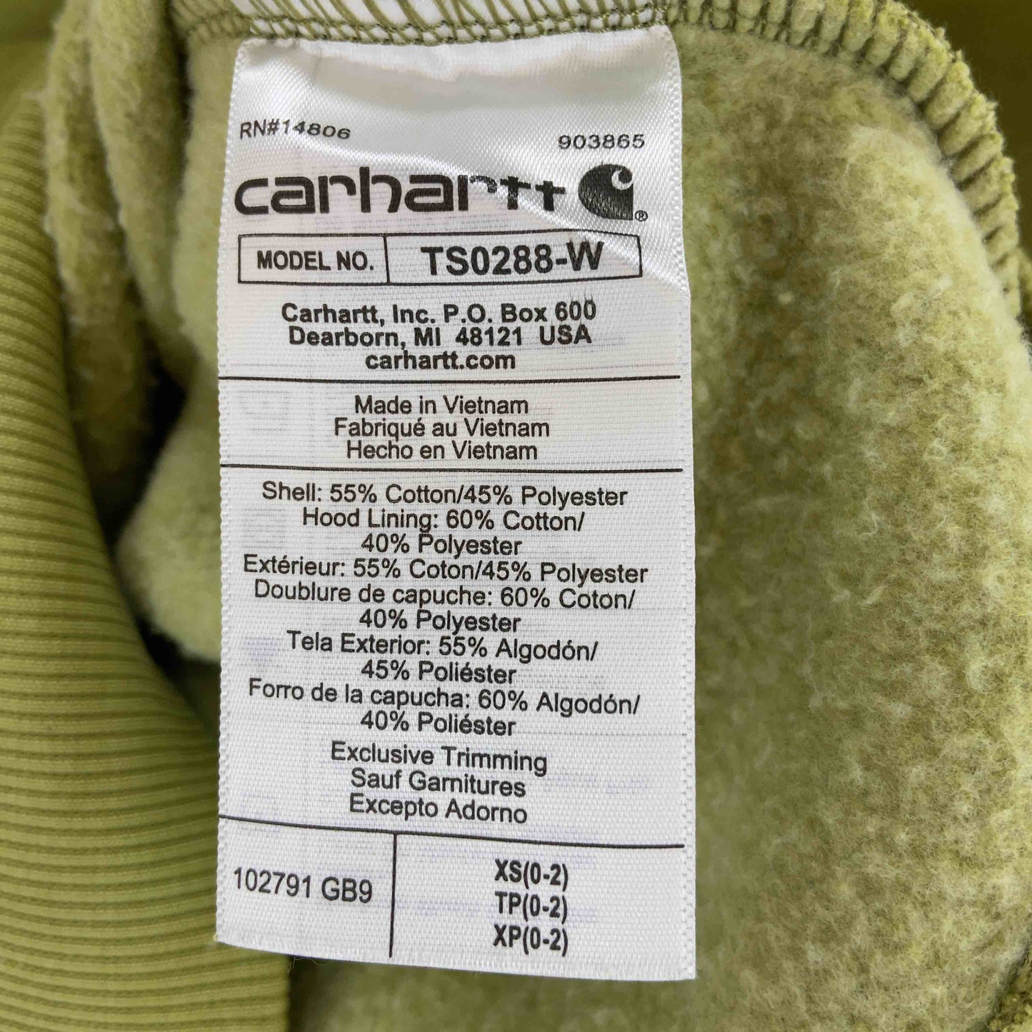 Carhartt カーハート メンズ パーカー 裏起毛, ブランドロゴ 黄緑 XSsize