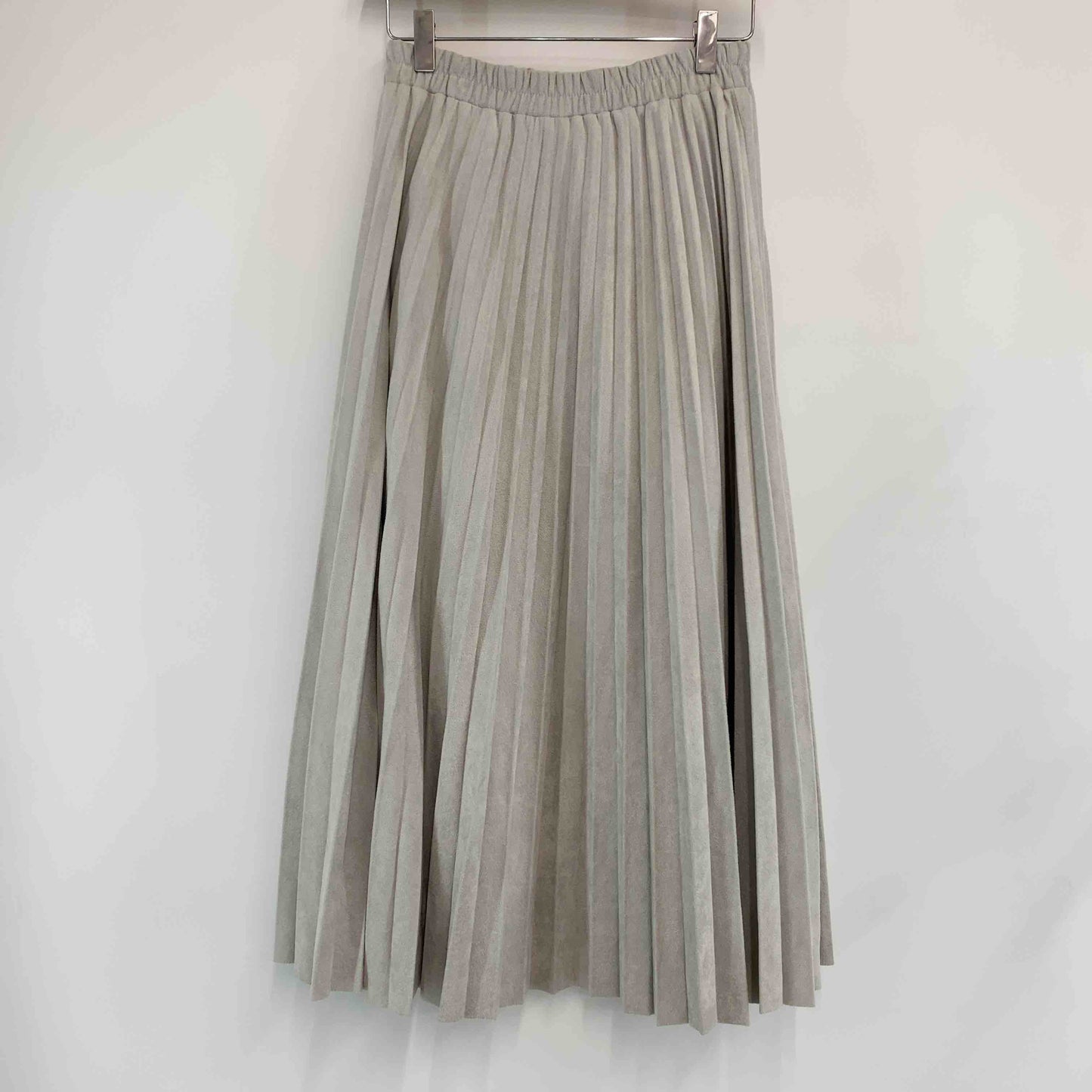 CORNERS コーナーズ レディース ロングスカート プリーツ スウェード風 ライトグレー