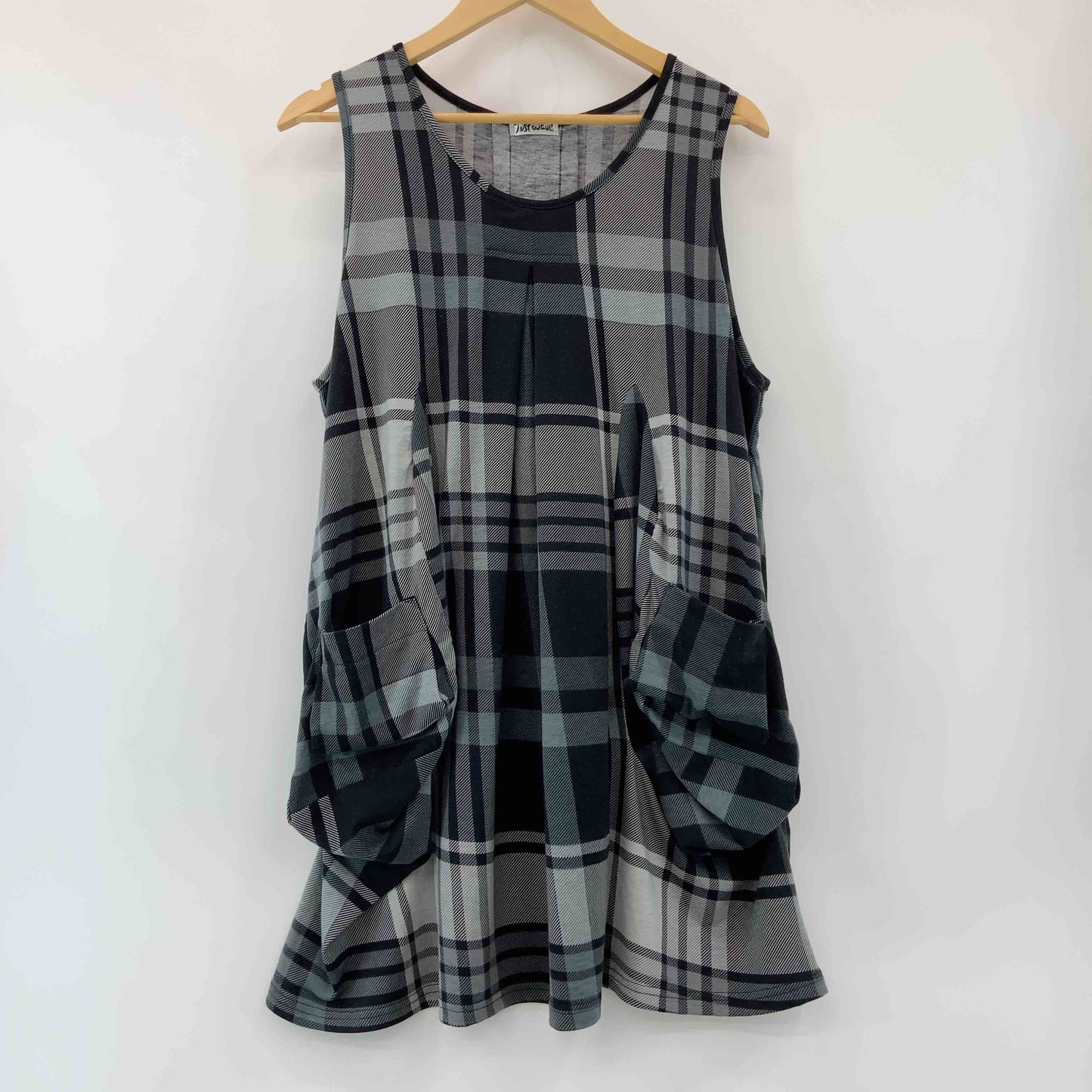 JUST WAVE　 レディース チュニック　チェック　かぶりエプロン風　サイズМーL