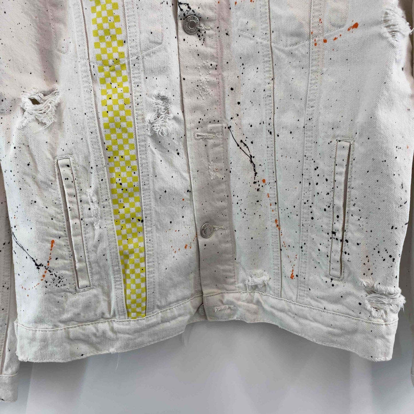 ZARA ザラ メンズ Gジャン/デニムジャケット ホワイトデニム ペイント