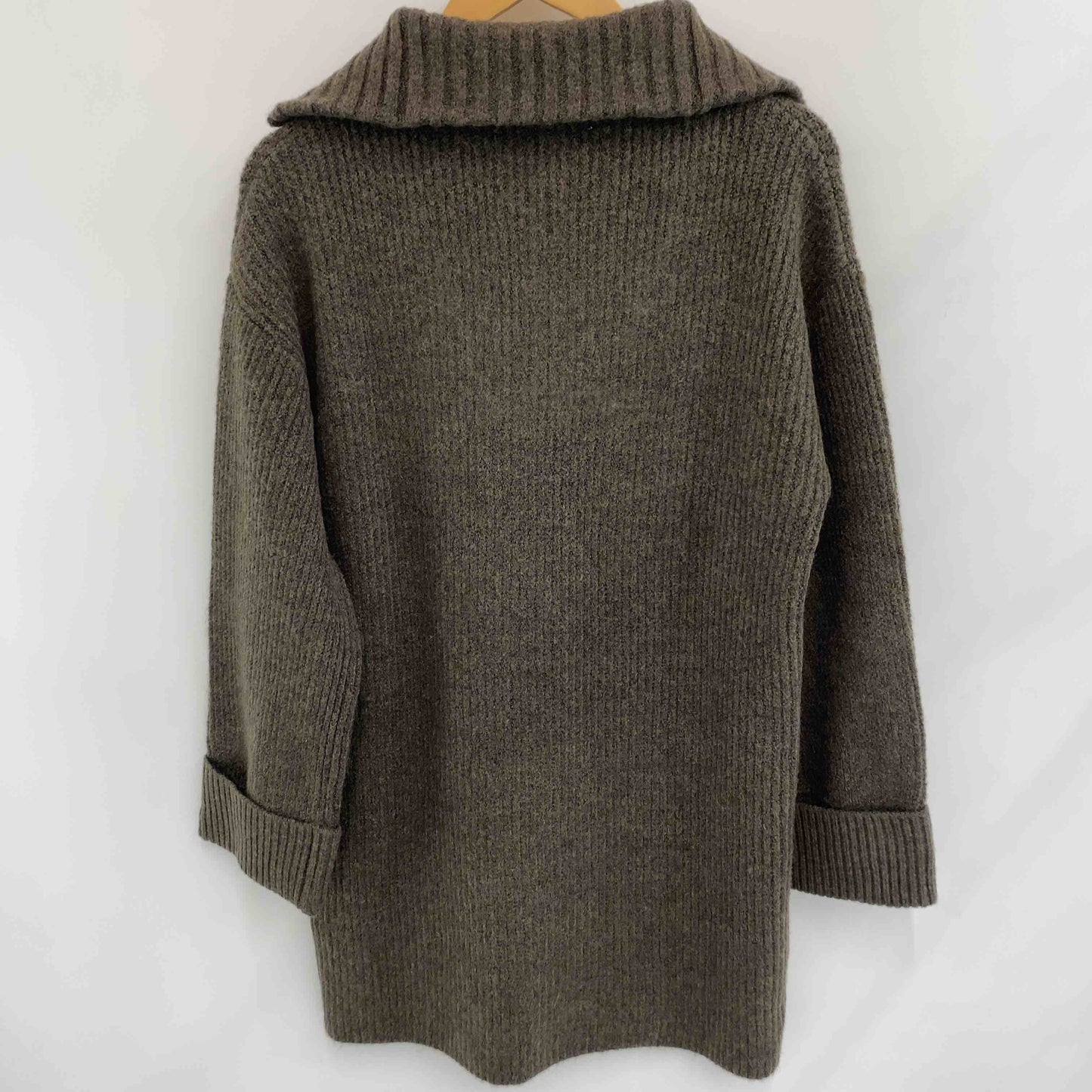 レディース ニット ジップアップ プルオーバー カーキ