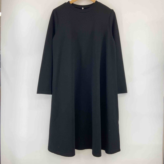 レディース 長袖ワンピース Tシャツワンピース エンボス ブラック