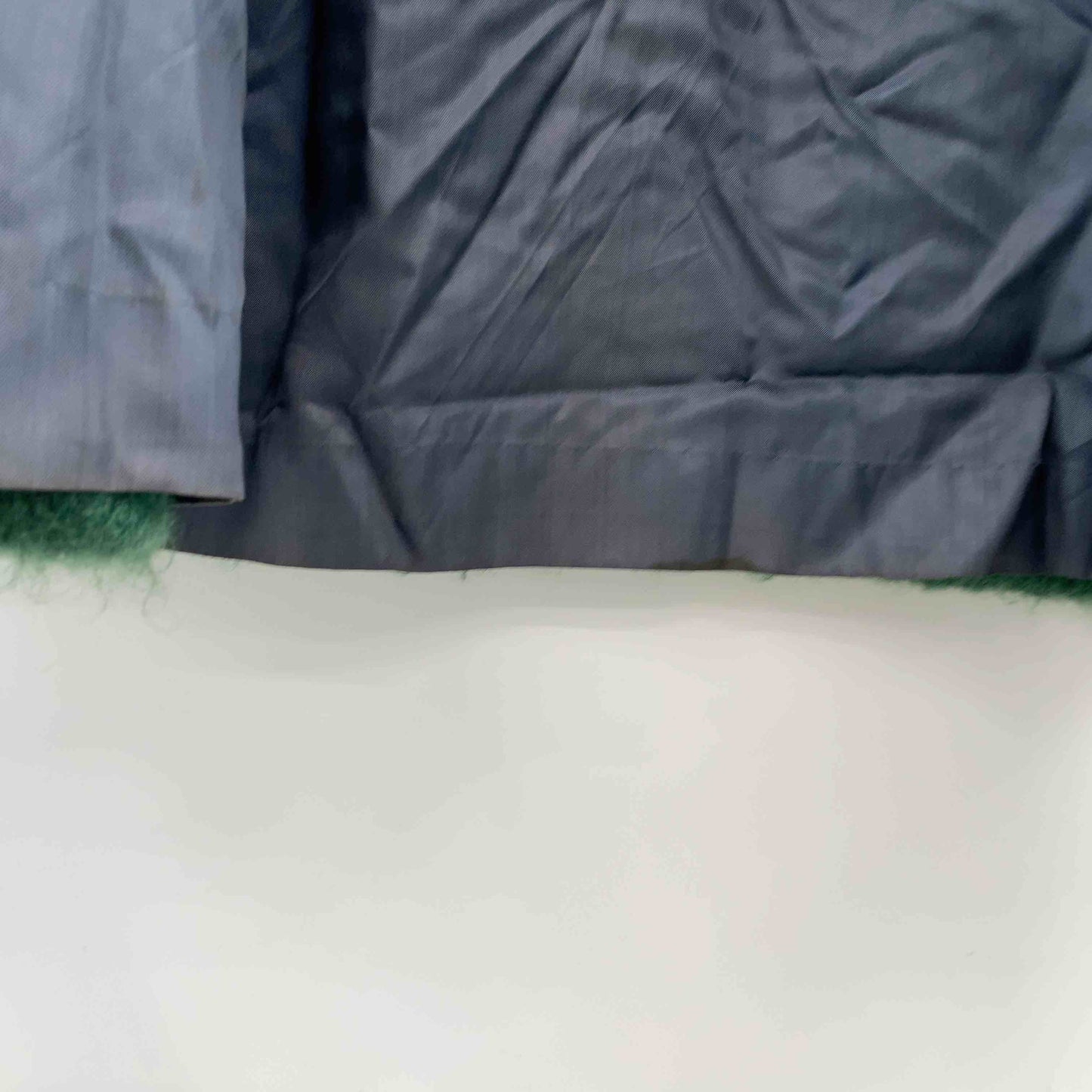 レディース ノーカラージャケット グリーン　シャギー