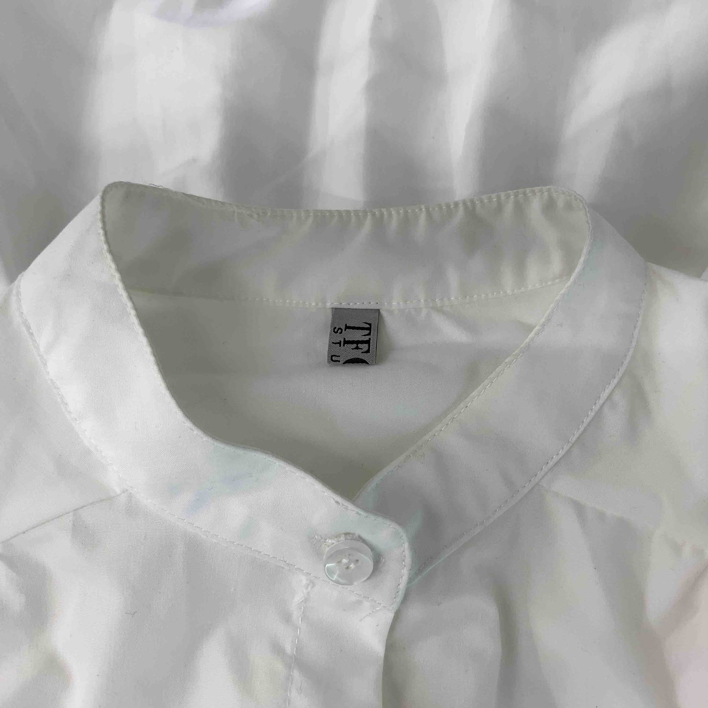 TF008 STUDIO レディース 長袖シャツ/ブラウス 白 バンドカラー