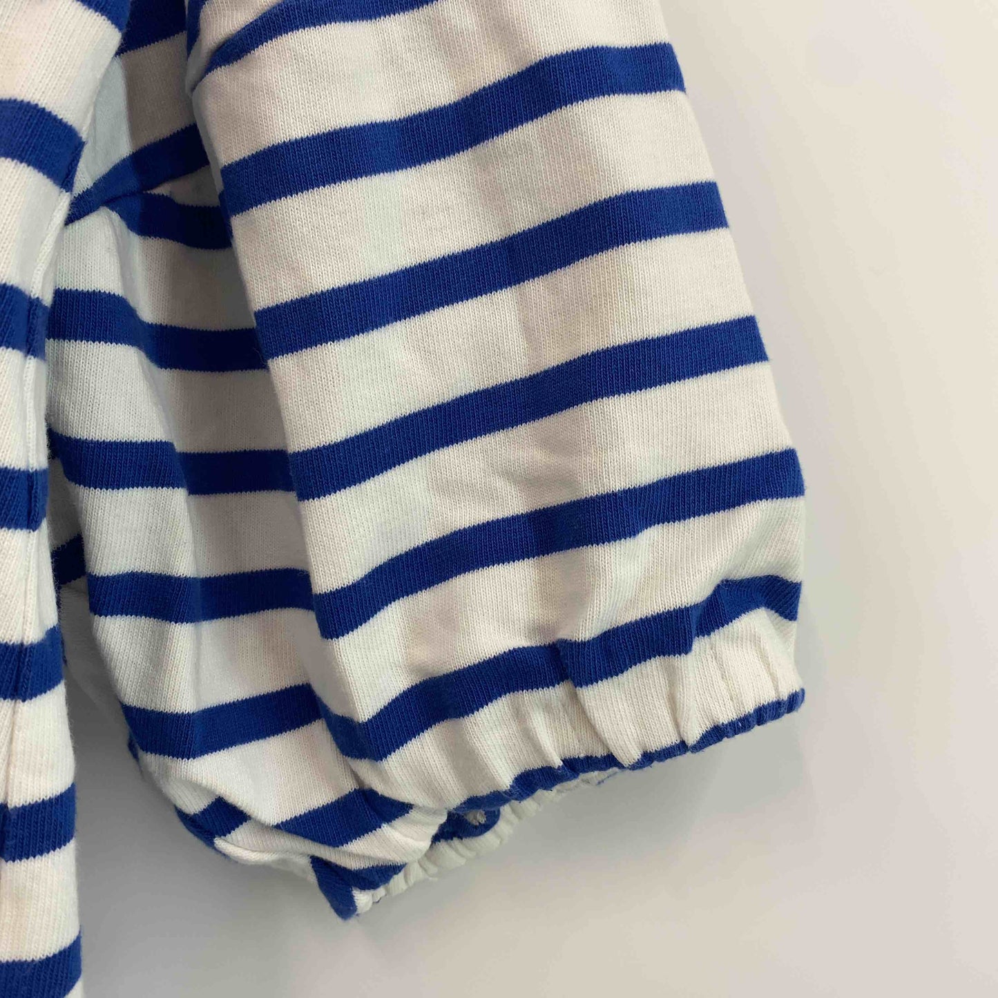 niko and... ニコアンド レディース カットソー長袖 ボーダー オフ×ブルー ボリュームスリーブ