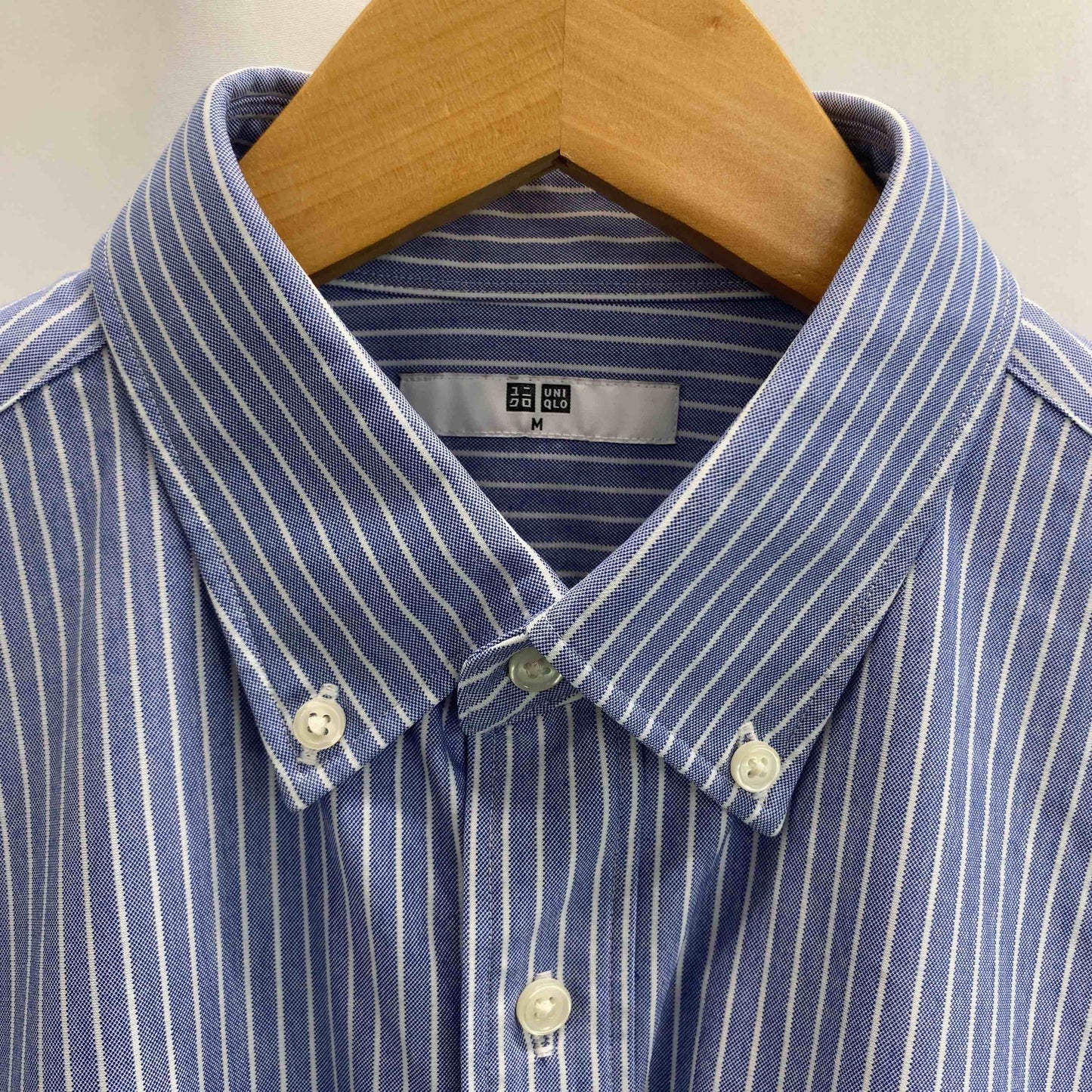 UNIQLO ユニクロ メンズ 半袖シャツ ブルー ストライプ柄 tk