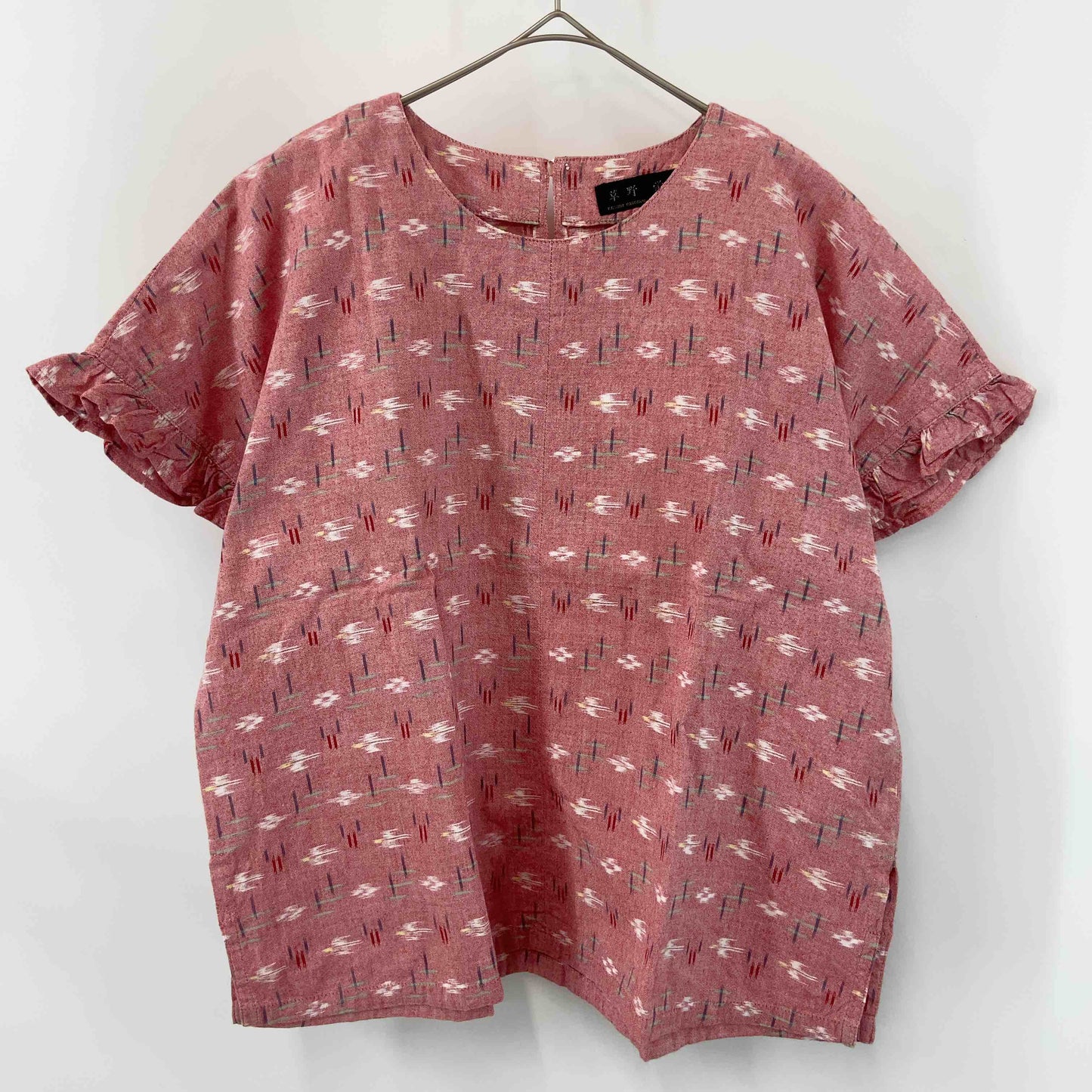 草野栄 レディース 半袖シャツ/ブラウス 絣(かすり)模様 ピンク