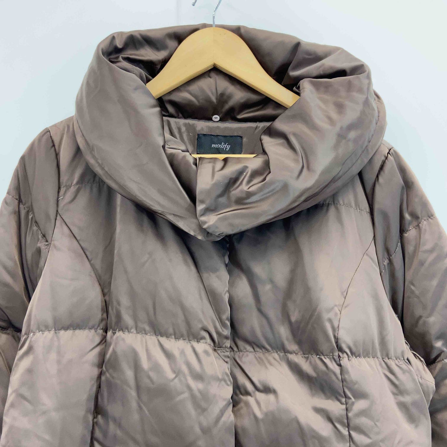 modify モディファイ レディース ダウンジャケット ポリエステル100％ ショールカラー ハイネック ブラウン