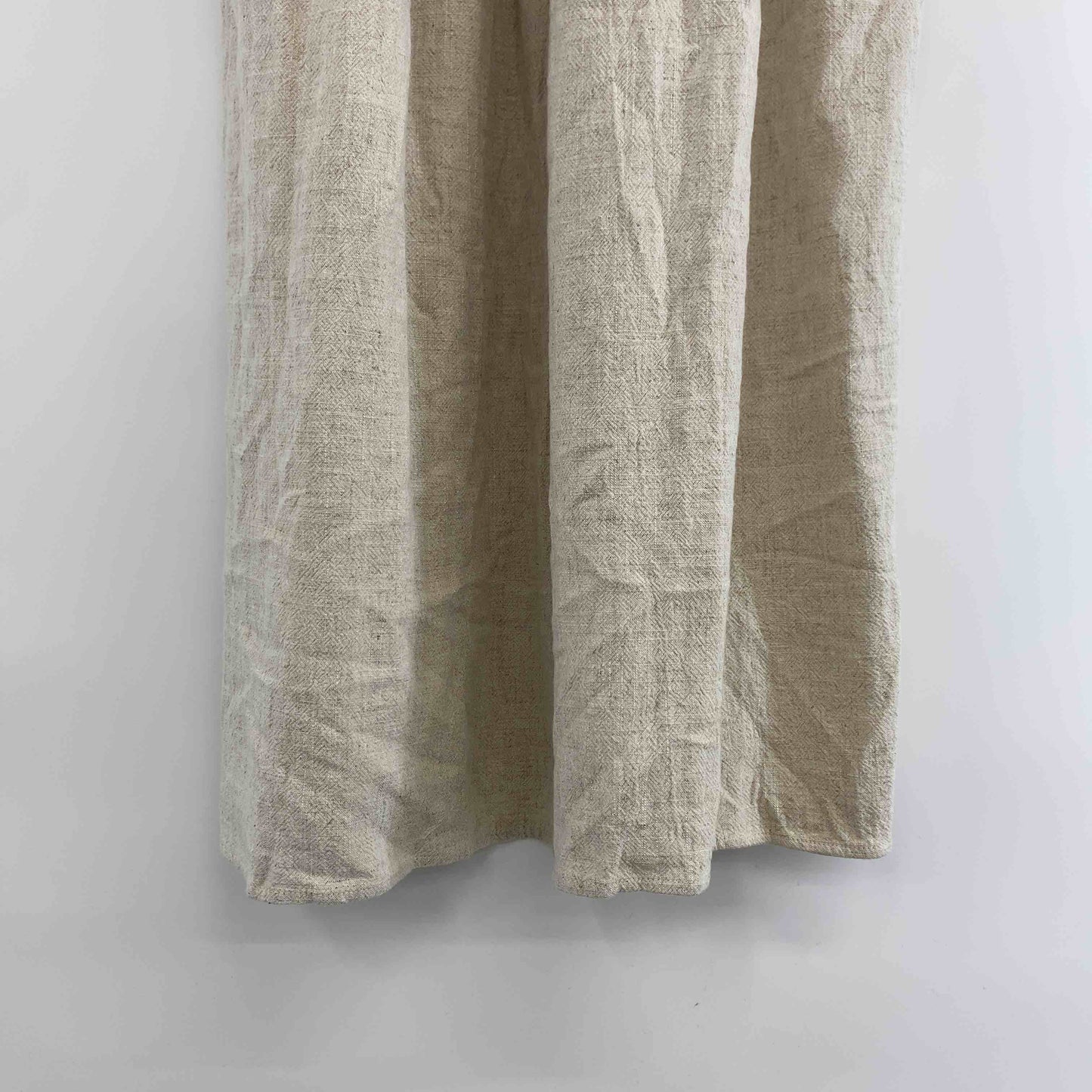 Denifits レディース 半袖ワンピース ベージュ レーヨン リネン混