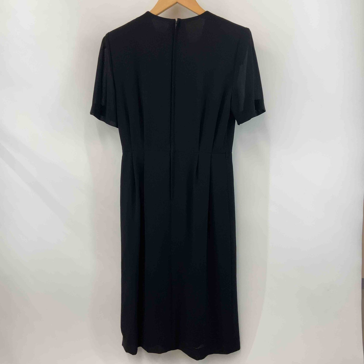 SOIRBENIR ソワール べニール レディース 半袖ワンピース サイズ7 肩パット 袖透け感あり ブラック