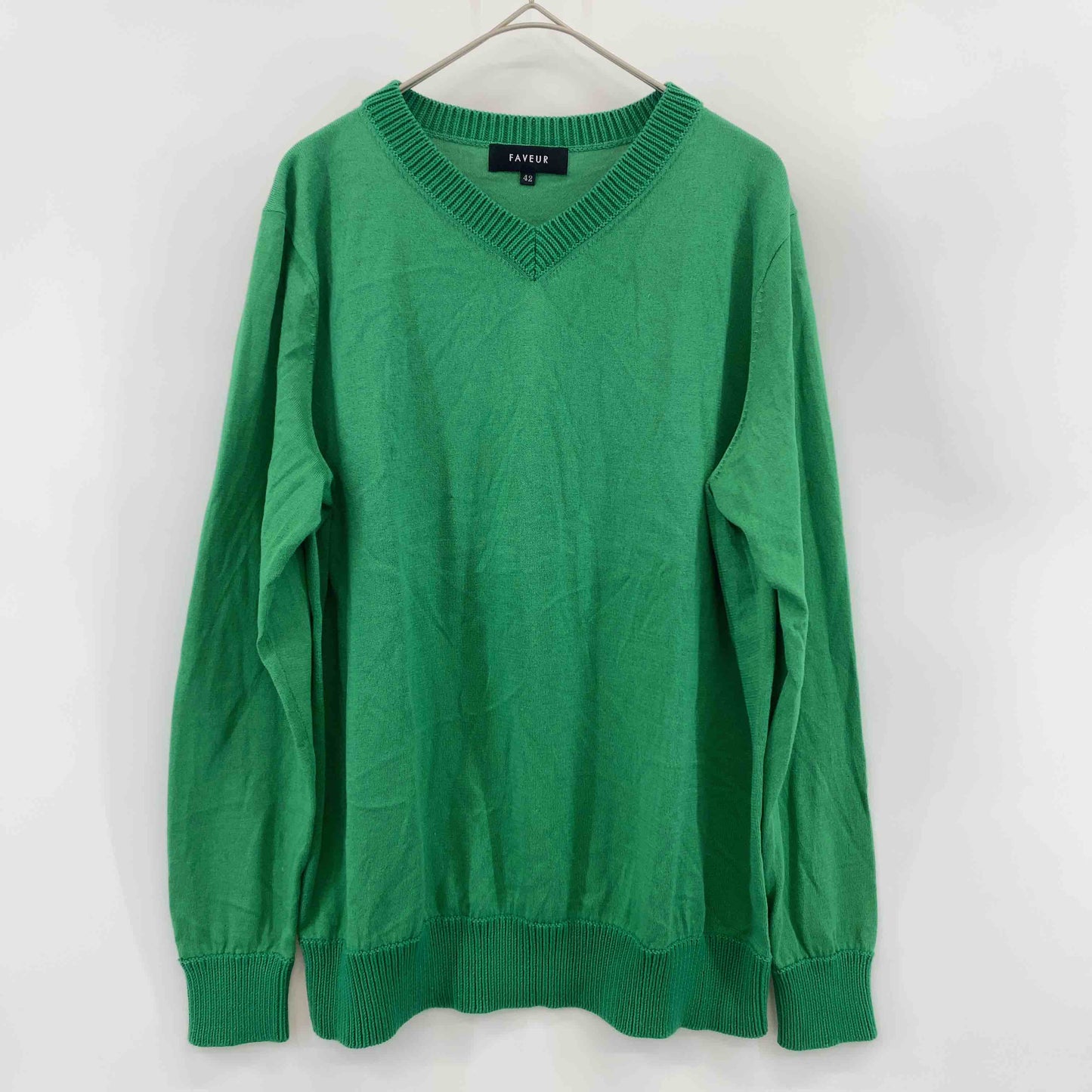 FAVEUR　ファヴール　グリーン　緑　長袖　シルク　絹混　サイズ42/L　 レディース ニット/セーター