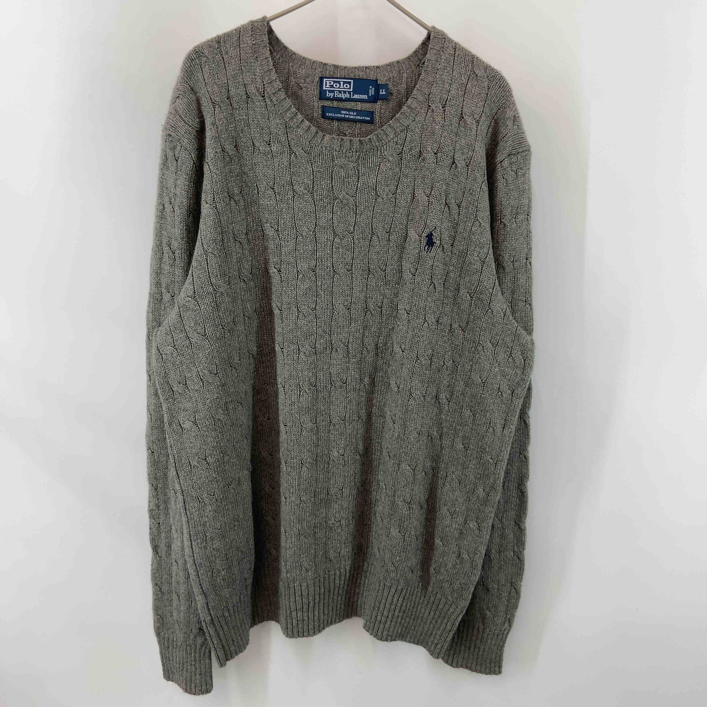 POLO RALPH LAUREN ポロラルフローレン メンズ ニット　セーター　シルク100％　ケーブル編み　グレー