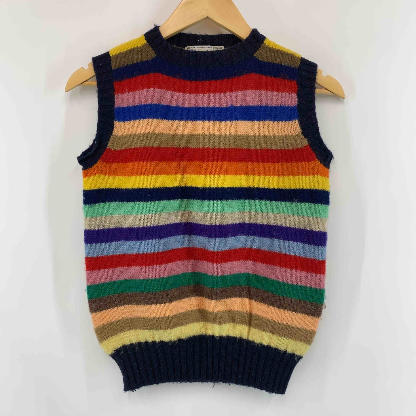 Shetlander シェットランダー レディース ベスト/ジレ ニットベスト ボーダー柄 re