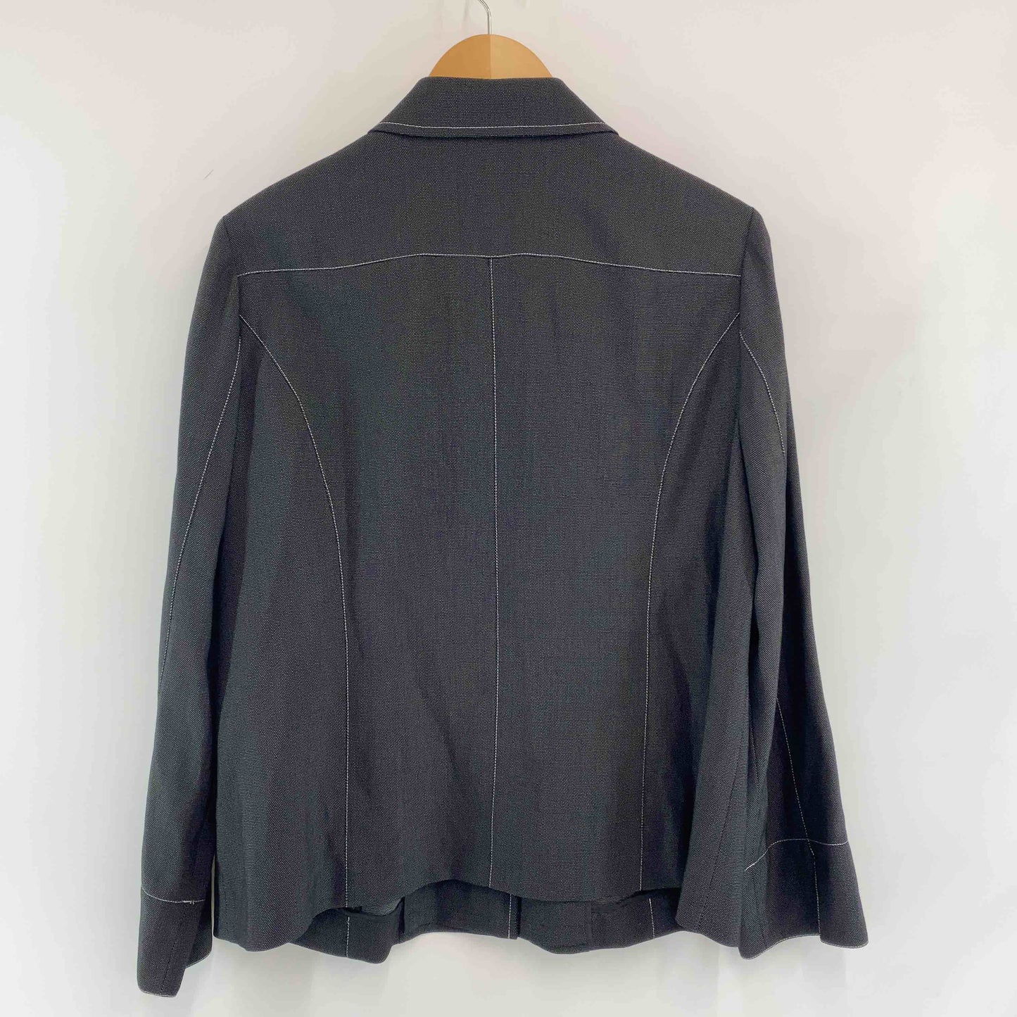 Leilian レリアン レディース カラーシャツ ブラック ウール混 羽織り 長袖シャツ ブラウス