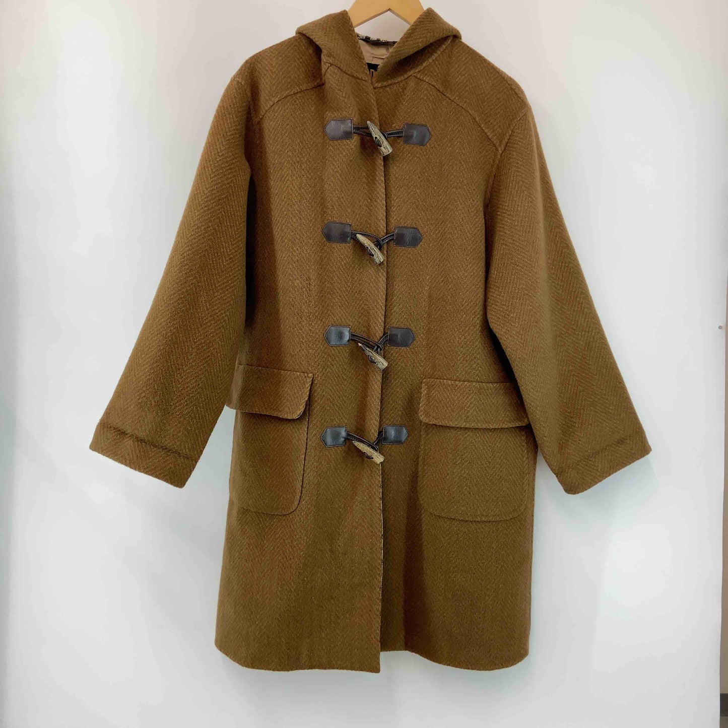 Daks ダックス レディース ダッフルコート　ヘリンボーン柄　毛100％　ブラウン