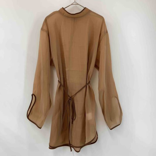 レディース 長袖ブラウス シースルー チュニック  モカ