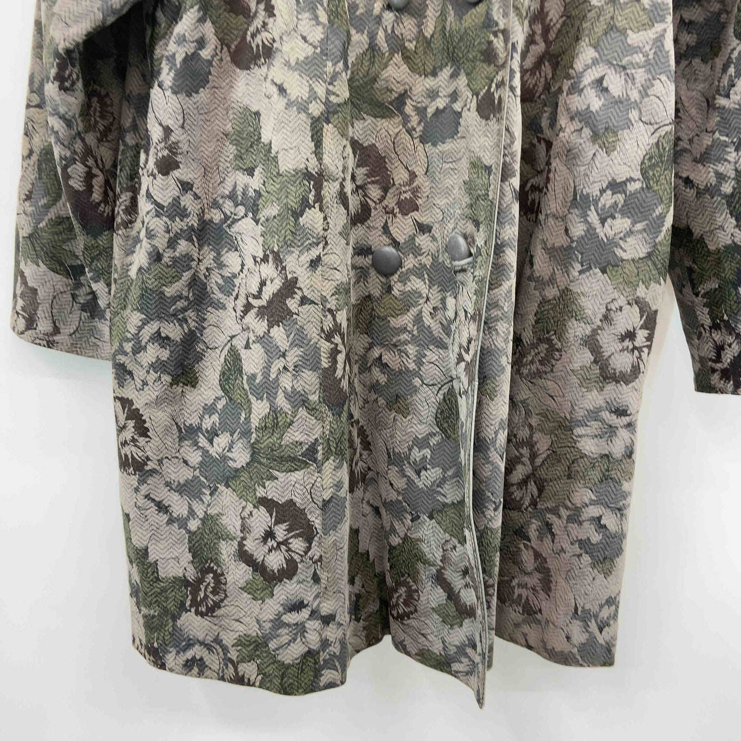 レディース レザージャケット 花柄 ロングコート ダブルボタン