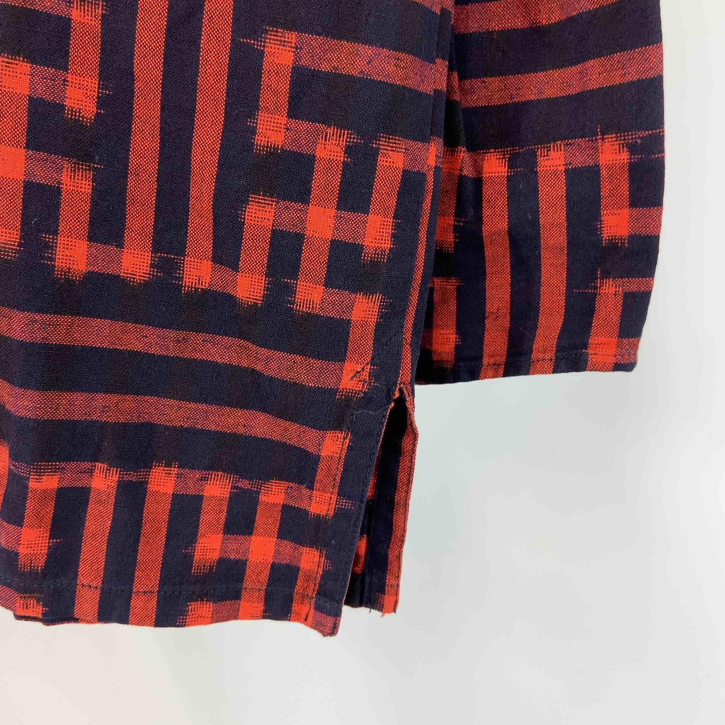 草野栄 レディース 長袖シャツ/ブラウス 七分袖 絣(かすり)模様 赤