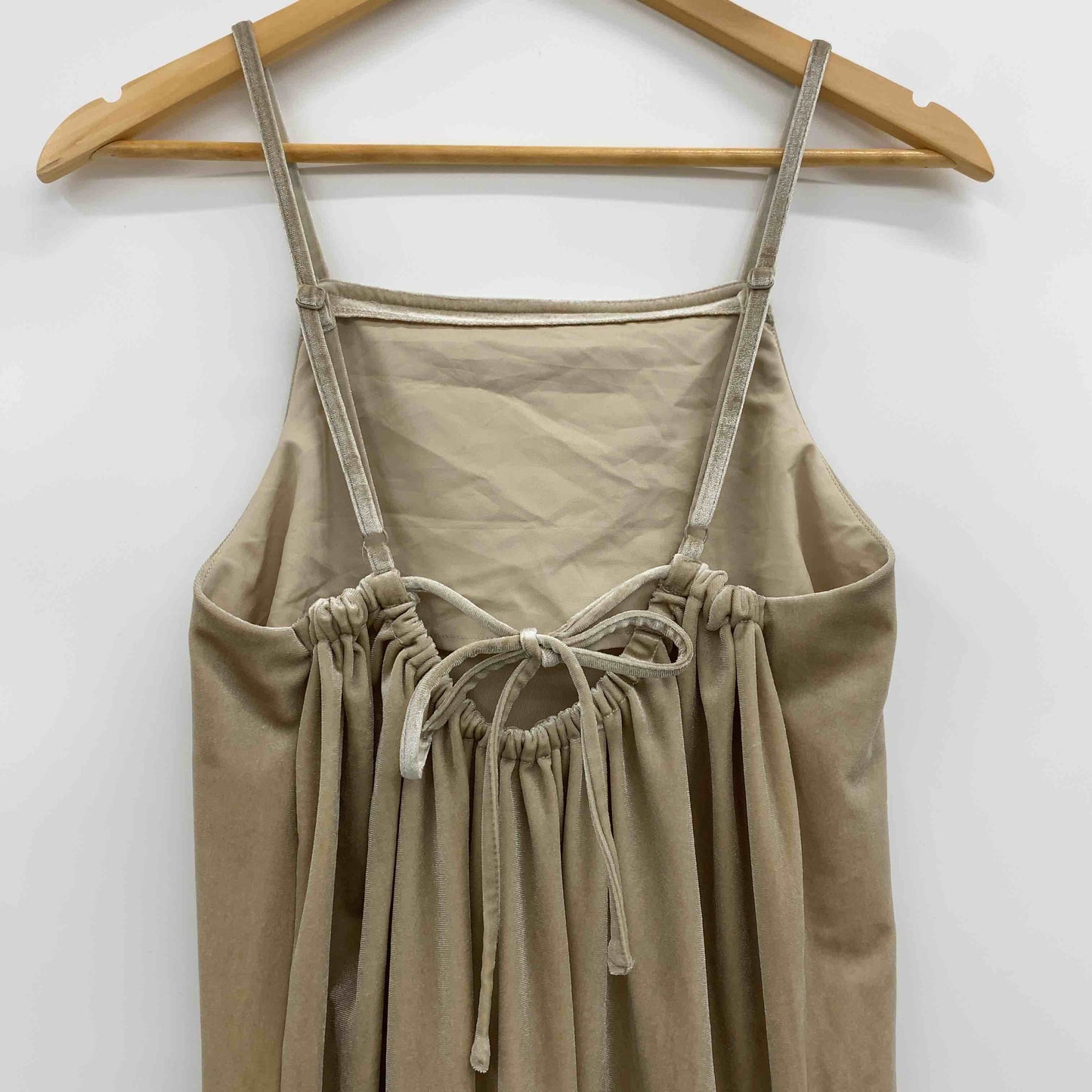 mystic ミスティック レディース ノースリーブワンピース キャミワンピース ベロア ベージュ