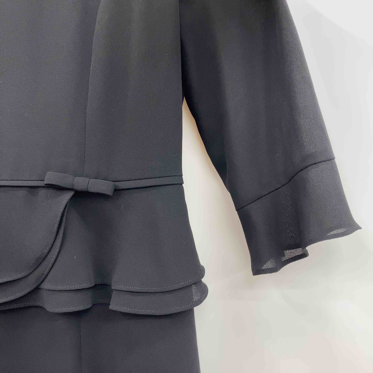 東京ソワール LILYBURN リリーバーン ブラック フォーマル ウエスト切替 リボン レディース 長袖ワンピース