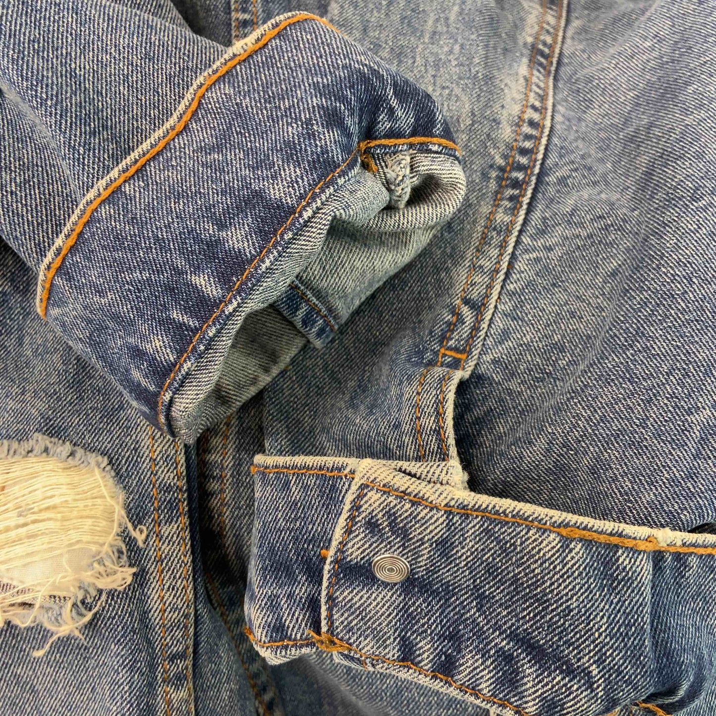 Bershka ベルシュカ メンズ Gジャン/デニムジャケット ダメージ加工 ブルーデニム