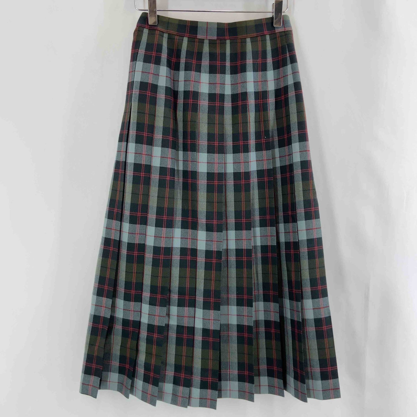 Yorkland ヨークランド レディース ロングスカート 総裏 チェック柄 日本製 9号 グリーン系