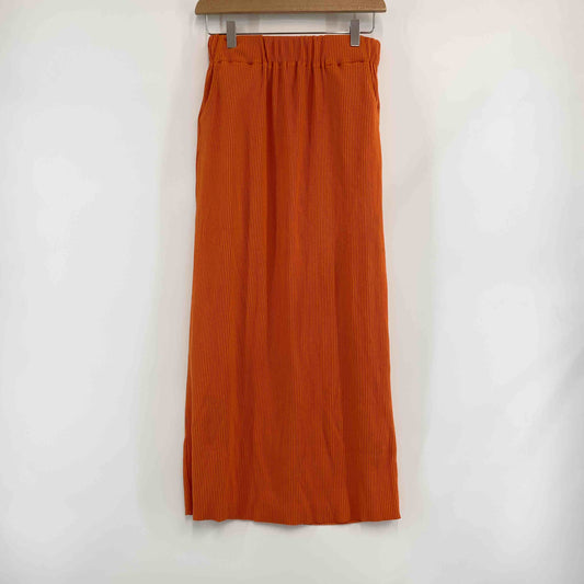 Discoat ディスコート オレンジ スリット 無地 シンプル ウエストゴム レディース ロングスカート