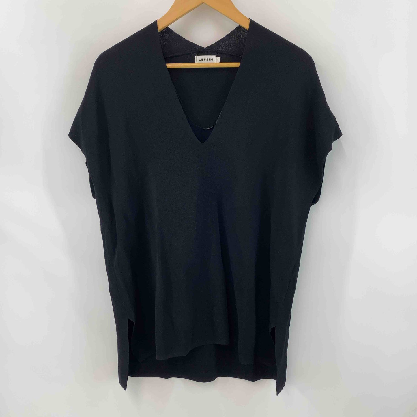 LEPSIM レプシィム レディース ニット ノースリーブ Vネック ミラノリブ ブラック オーバーサイズ ベスト
