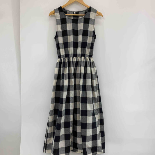 レディース ノースリーブワンピース ブロックチェック 白黒