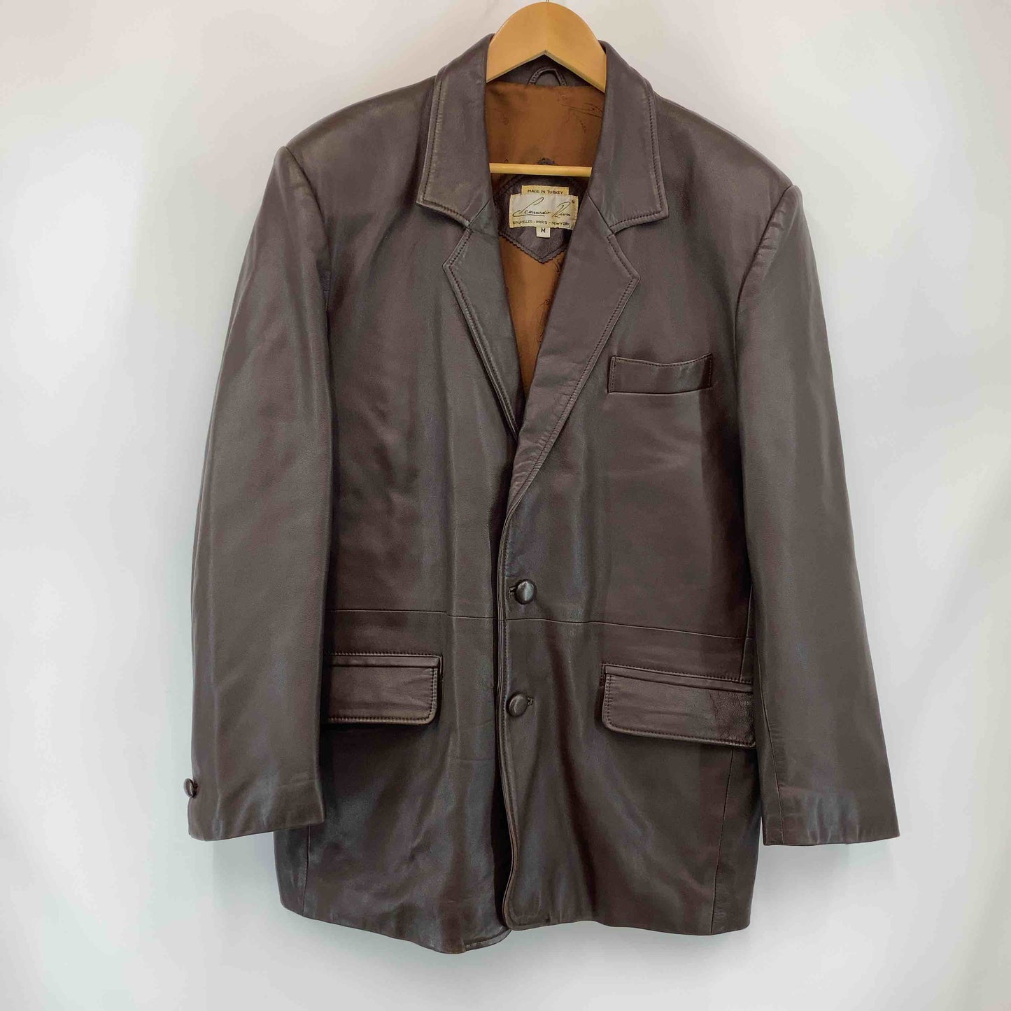 メンズ レザージャケット　テーラード　トルコ製　くるみボタン　ブラウン系